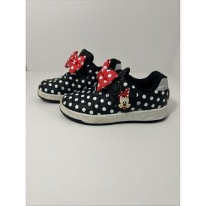 Disney Jr Minnie Mouse Polka Dot Sneakers Red Bows Minnie Charm Child Sz 11